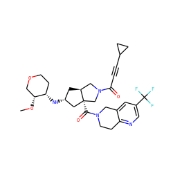 CO[C@@H]1COCC[C@@H]1N[C@@H]1C[C@H]2CN(C(=O)C#CC3CC3)C[C@@]2(C(=O)N2CCc3ncc(C(F)(F)F)cc3C2)C1 ZINC000103263929