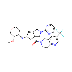 CO[C@@H]1COCC[C@@H]1N[C@@H]1C[C@H]2CN(c3ncccn3)C[C@@]2(C(=O)N2CCc3ncc(C(F)(F)F)cc3C2)C1 ZINC000103263870