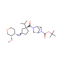 CO[C@@H]1COCC[C@@H]1N[C@@H]1CC[C@@](C(=O)N2C[C@@H]3C[C@H]2CN3C(=O)OC(C)(C)C)(C(C)C)C1 ZINC000066102292