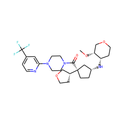 CO[C@@H]1COCC[C@@H]1N[C@@H]1CC[C@@](C(=O)N2CCN(c3cc(C(F)(F)F)ccn3)CC2)([C@@H]2CCOC2)C1 ZINC000066065982