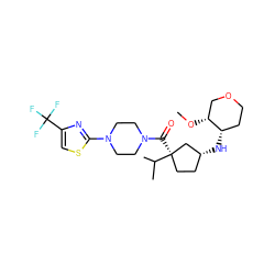 CO[C@@H]1COCC[C@@H]1N[C@@H]1CC[C@@](C(=O)N2CCN(c3nc(C(F)(F)F)cs3)CC2)(C(C)C)C1 ZINC000071294411