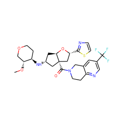 CO[C@@H]1COCC[C@H]1N[C@@H]1C[C@H]2O[C@H](c3nccs3)C[C@@]2(C(=O)N2CCc3ncc(C(F)(F)F)cc3C2)C1 ZINC000169334766