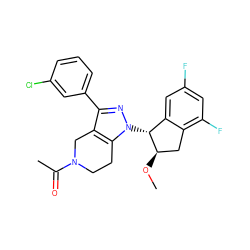 CO[C@@H]1Cc2c(F)cc(F)cc2[C@H]1n1nc(-c2cccc(Cl)c2)c2c1CCN(C(C)=O)C2 ZINC000261082597