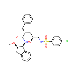 CO[C@@H]1Cc2ccccc2[C@@H]1NC(=O)[C@H](Cc1ccccc1)C[C@H](O)CNS(=O)(=O)c1ccc(Cl)cc1 ZINC001772637602