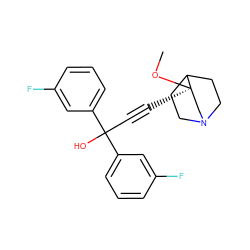 CO[C@]1(C#CC(O)(c2cccc(F)c2)c2cccc(F)c2)CN2CCC1CC2 ZINC000028563227