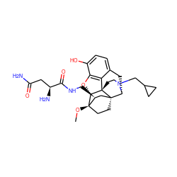 CO[C@]12CC[C@@]3(C[C@@H]1CNC(=O)[C@@H](N)CC(N)=O)[C@H]1Cc4ccc(O)c5c4[C@@]3(CCN1CC1CC1)[C@H]2O5 ZINC000221251271