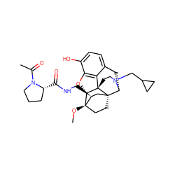 CO[C@]12CC[C@@]3(C[C@@H]1CNC(=O)[C@@H]1CCCN1C(C)=O)[C@H]1Cc4ccc(O)c5c4[C@@]3(CCN1CC1CC1)[C@H]2O5 ZINC000221225921