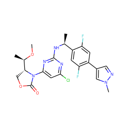 CO[C@H](C)[C@H]1COC(=O)N1c1cc(Cl)nc(N[C@@H](C)c2cc(F)c(-c3cnn(C)c3)cc2F)n1 ZINC000221908783