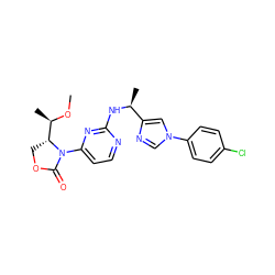 CO[C@H](C)[C@H]1COC(=O)N1c1ccnc(N[C@@H](C)c2cn(-c3ccc(Cl)cc3)cn2)n1 ZINC000218272295