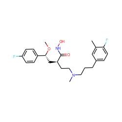 CO[C@H](C[C@H](CCN(C)CCCc1ccc(F)c(C)c1)C(=O)NO)c1ccc(F)cc1 ZINC000064528058