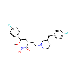 CO[C@H](C[C@H](CCN1CCC[C@H](Cc2ccc(F)cc2)C1)C(=O)NO)c1ccc(F)cc1 ZINC000064511935