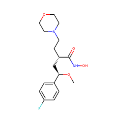 CO[C@H](C[C@H](CCN1CCOCC1)C(=O)NO)c1ccc(F)cc1 ZINC000064528218