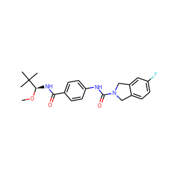 CO[C@H](NC(=O)c1ccc(NC(=O)N2Cc3ccc(F)cc3C2)cc1)C(C)(C)C ZINC001772615232