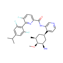 CO[C@H]1[C@@H](C)C[C@@H](c2ccncc2NC(=O)c2ccc(F)c(-c3c(F)cc(C(C)C)cc3F)n2)C[C@H]1N ZINC000207149228