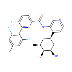 CO[C@H]1[C@@H](C)C[C@@H](c2ccncc2NC(=O)c2ccc(F)c(-c3c(F)cc(C)cc3F)n2)C[C@H]1N ZINC000261095840