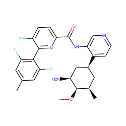 CO[C@H]1[C@@H](N)C[C@@H](c2ccncc2NC(=O)c2ccc(F)c(-c3c(F)cc(C)cc3F)n2)C[C@H]1C ZINC000261095837