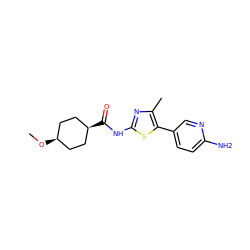 CO[C@H]1CC[C@@H](C(=O)Nc2nc(C)c(-c3ccc(N)nc3)s2)CC1 ZINC000261183160