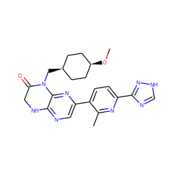 CO[C@H]1CC[C@@H](CN2C(=O)CNc3ncc(-c4ccc(-c5nc[nH]n5)nc4C)nc32)CC1 ZINC000113219593