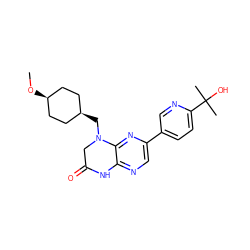 CO[C@H]1CC[C@@H](CN2CC(=O)Nc3ncc(-c4ccc(C(C)(C)O)nc4)nc32)CC1 ZINC000113222599