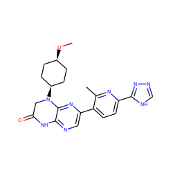 CO[C@H]1CC[C@@H](N2CC(=O)Nc3ncc(-c4ccc(-c5nnc[nH]5)nc4C)nc32)CC1 ZINC000113191353