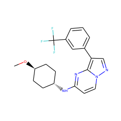 CO[C@H]1CC[C@H](Nc2ccn3ncc(-c4cccc(C(F)(F)F)c4)c3n2)CC1 ZINC000299837481