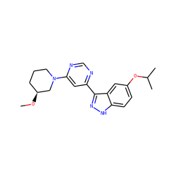 CO[C@H]1CCCN(c2cc(-c3n[nH]c4ccc(OC(C)C)cc34)ncn2)C1 ZINC000225574584