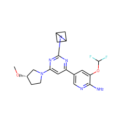 CO[C@H]1CCN(c2cc(-c3cnc(N)c(OC(F)F)c3)nc(N3CC4CC3C4)n2)C1 ZINC000653676802