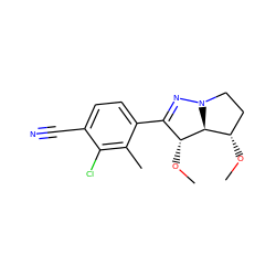 CO[C@H]1CCN2N=C(c3ccc(C#N)c(Cl)c3C)[C@@H](OC)[C@H]12 ZINC000146615084