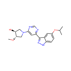 CO[C@H]1CN(c2cc(-c3n[nH]c4ccc(OC(C)C)cc34)ncn2)C[C@@H]1O ZINC000221130518