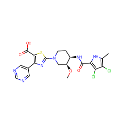 CO[C@H]1CN(c2nc(-c3cncnc3)c(C(=O)O)s2)CC[C@H]1NC(=O)c1[nH]c(C)c(Cl)c1Cl ZINC000299823865