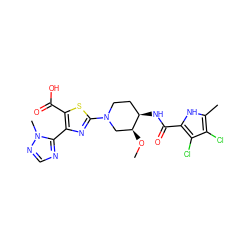 CO[C@H]1CN(c2nc(-c3ncnn3C)c(C(=O)O)s2)CC[C@H]1NC(=O)c1[nH]c(C)c(Cl)c1Cl ZINC000059129812