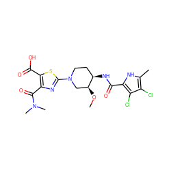 CO[C@H]1CN(c2nc(C(=O)N(C)C)c(C(=O)O)s2)CC[C@H]1NC(=O)c1[nH]c(C)c(Cl)c1Cl ZINC000204263812