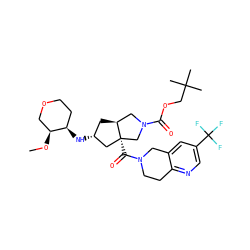 CO[C@H]1COCC[C@H]1N[C@@H]1C[C@H]2CN(C(=O)OCC(C)(C)C)C[C@@]2(C(=O)N2CCc3ncc(C(F)(F)F)cc3C2)C1 ZINC000103261816
