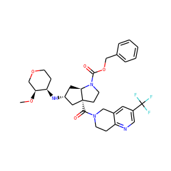 CO[C@H]1COCC[C@H]1N[C@@H]1C[C@H]2N(C(=O)OCc3ccccc3)CC[C@@]2(C(=O)N2CCc3ncc(C(F)(F)F)cc3C2)C1 ZINC000169334833