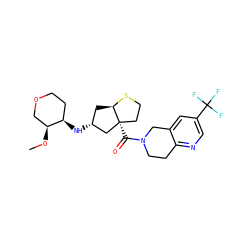 CO[C@H]1COCC[C@H]1N[C@@H]1C[C@H]2SCC[C@@]2(C(=O)N2CCc3ncc(C(F)(F)F)cc3C2)C1 ZINC000169334771