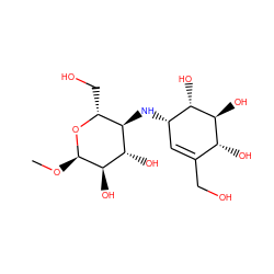 CO[C@H]1O[C@H](CO)[C@@H](N[C@H]2C=C(CO)[C@@H](O)[C@H](O)[C@H]2O)[C@H](O)[C@H]1O ZINC000084687402