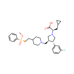 CO[P@@](=O)(CCC1CCN(C[C@H]2CN([C@H](CC3CC3)C(=O)O)C[C@@H]2c2cccc(F)c2)CC1)c1ccccc1 ZINC000028236796