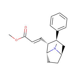 COC(=O)/C=C/[C@@H]1[C@@H](c2ccccc2)C[C@H]2CC[C@H]1N2C ZINC000100734580