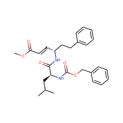 COC(=O)/C=C/[C@H](CCc1ccccc1)NC(=O)[C@H](CC(C)C)NC(=O)OCc1ccccc1 ZINC001772570565