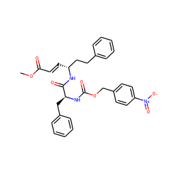 COC(=O)/C=C/[C@H](CCc1ccccc1)NC(=O)[C@H](Cc1ccccc1)NC(=O)OCc1ccc([N+](=O)[O-])cc1 ZINC001772574881