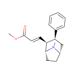 COC(=O)/C=C/[C@H]1[C@@H](c2ccccc2)C[C@@H]2CC[C@H]1N2C ZINC000013739708