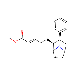 COC(=O)/C=C/CC[C@H]1[C@@H](c2ccccc2)C[C@@H]2CC[C@H]1N2C ZINC000013739712