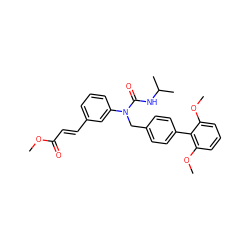 COC(=O)/C=C/c1cccc(N(Cc2ccc(-c3c(OC)cccc3OC)cc2)C(=O)NC(C)C)c1 ZINC000028472203