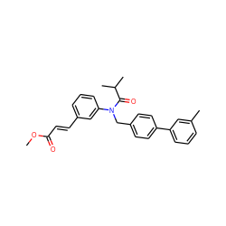 COC(=O)/C=C/c1cccc(N(Cc2ccc(-c3cccc(C)c3)cc2)C(=O)C(C)C)c1 ZINC000028471376