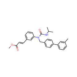 COC(=O)/C=C/c1cccc(N(Cc2ccc(-c3cccc(C)c3)cc2)C(=O)NC(C)C)c1 ZINC000028470392