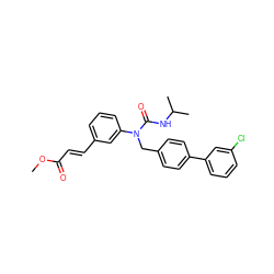 COC(=O)/C=C/c1cccc(N(Cc2ccc(-c3cccc(Cl)c3)cc2)C(=O)NC(C)C)c1 ZINC000028470457