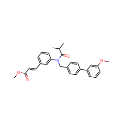 COC(=O)/C=C/c1cccc(N(Cc2ccc(-c3cccc(OC)c3)cc2)C(=O)C(C)C)c1 ZINC000028470840