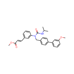 COC(=O)/C=C/c1cccc(N(Cc2ccc(-c3cccc(OC)c3)cc2)C(=O)NC(C)C)c1 ZINC000028465637