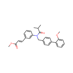 COC(=O)/C=C/c1cccc(N(Cc2ccc(-c3ccccc3OC)cc2)C(=O)C(C)C)c1 ZINC000095573765