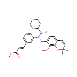 COC(=O)/C=C/c1cccc(N(Cc2ccc3c(c2OC)OC(C)(C)C=C3)C(=O)C2CCCCC2)c1 ZINC000028470509